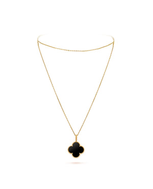 VCF Magic Alhambra long necklace, 1 motif, yellow gold, Onyx - VCF Image