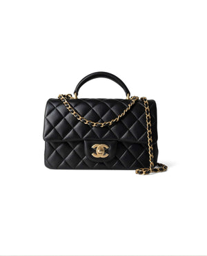 COCO Lambskin Quilted Mini Top Handle Antique Black - COCO Image