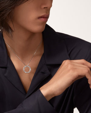 CRT Love Necklace, 3 Diamonds, Silver - CRT Image