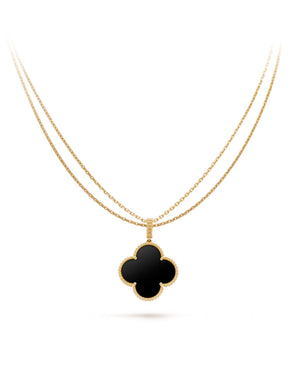 VCF Magic Alhambra long necklace, 1 motif, yellow gold, Onyx - VCF Image