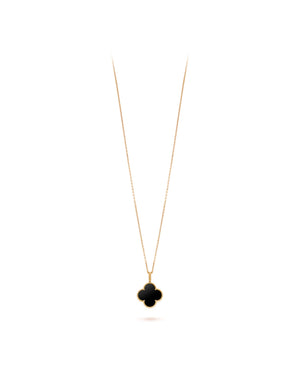 VCF Magic Alhambra long necklace, 1 motif, yellow gold, Onyx - VCF Image