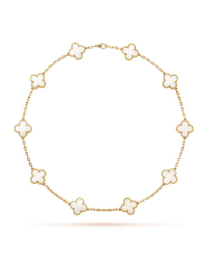 VCF Vintage Alhambra necklace, 10 motifs, yellow gold, Mother-of-pearl - VCF Image
