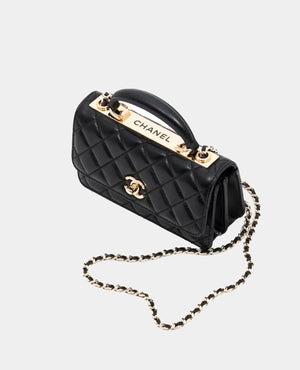 COCO CC Dual Handle Clutch With Chain Black - COCO Image