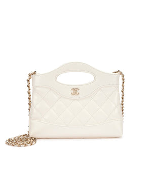COCO Shiny Nano 31 Shopping Leather Bag White - COCO Image