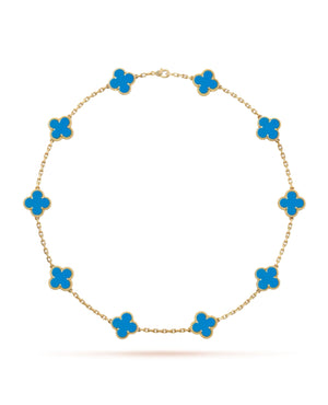 VCF Vintage Alhambra necklace, 10 motifs, yellow gold, Agate - VCF Image