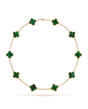 VCF Vintage Alhambra necklace, 10 motifs, yellow gold, Malachite - VCF Image