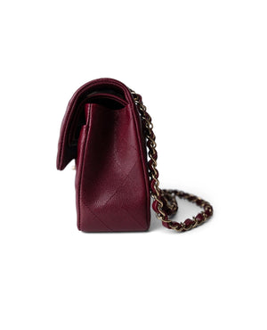 COCO Small Classic Double Flap Caviar Quilted Burgundy - COCO Image