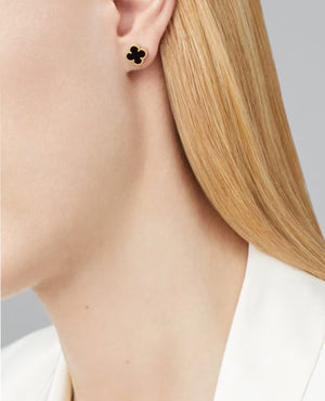 VCF Sweet Alhambra earstuds, yellow gold, Onyx - VCF Image