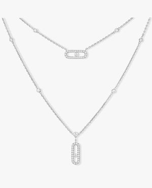 MSK Move Uno 2 Rows Pavé Necklace Silver - MSK Image