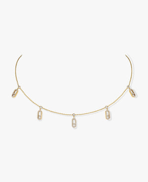 MSK Move Uno Pavé Uno Drop yellow gold Necklace - MSK Image