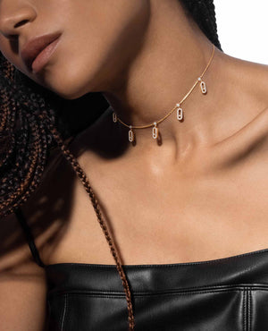 MSK Move Uno Pavé Uno Drop yellow gold Necklace - MSK Image