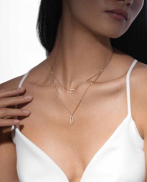 MSK Move Uno 2 Rows Necklace Pink Gold - MSK Image