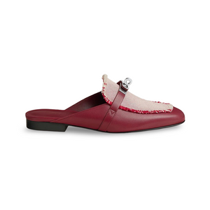 HMS Oz Fringe Mules in Goatskin & Canvas