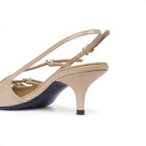 MMU Patent leather slingbacks with buckles Beige
