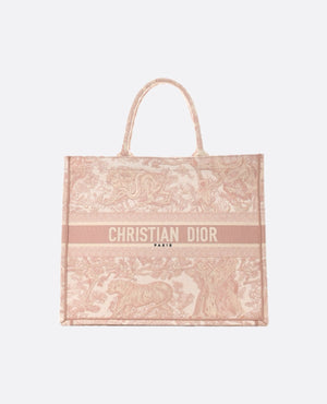 DR Large Book Tote Pink Toile - DR Image