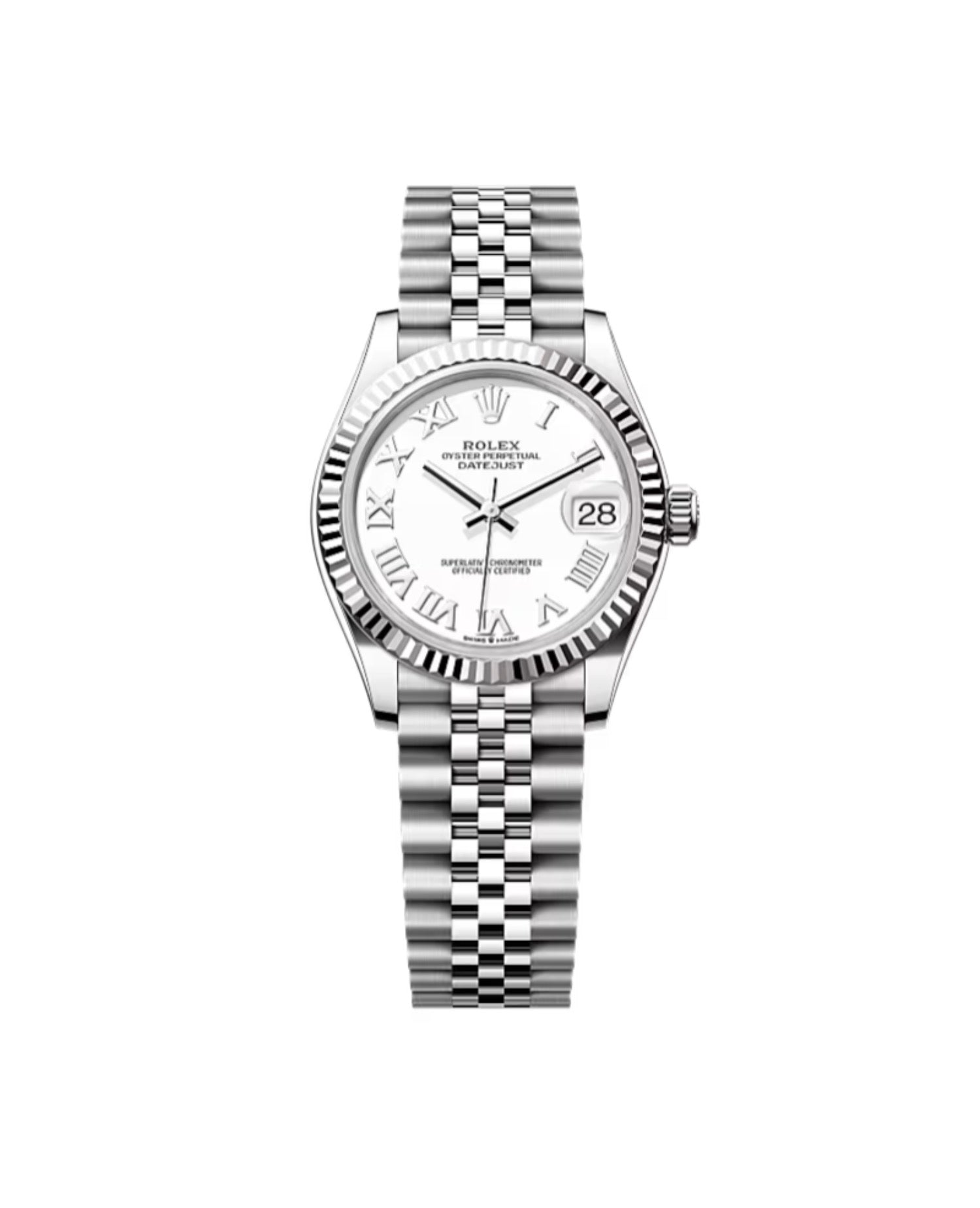 RLX Datejust 31 Oyster, 31 mm, Oystersteel and white gold, White Dial