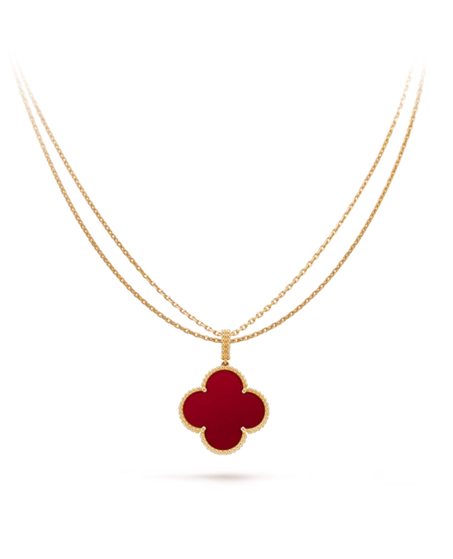 VCF Magic Alhambra long necklace, 1 motif, yellow gold, Carnelian