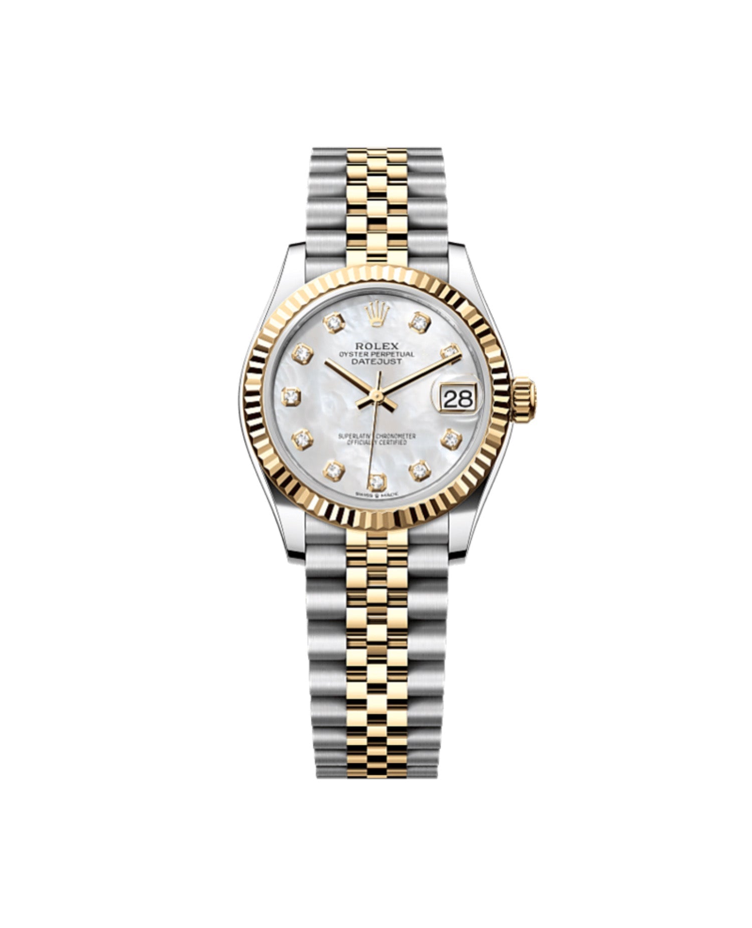 RLX Datejust 31 Oyster, 31 mm, Oystersteel and yellow gold, White Mother-Of-Pearl
