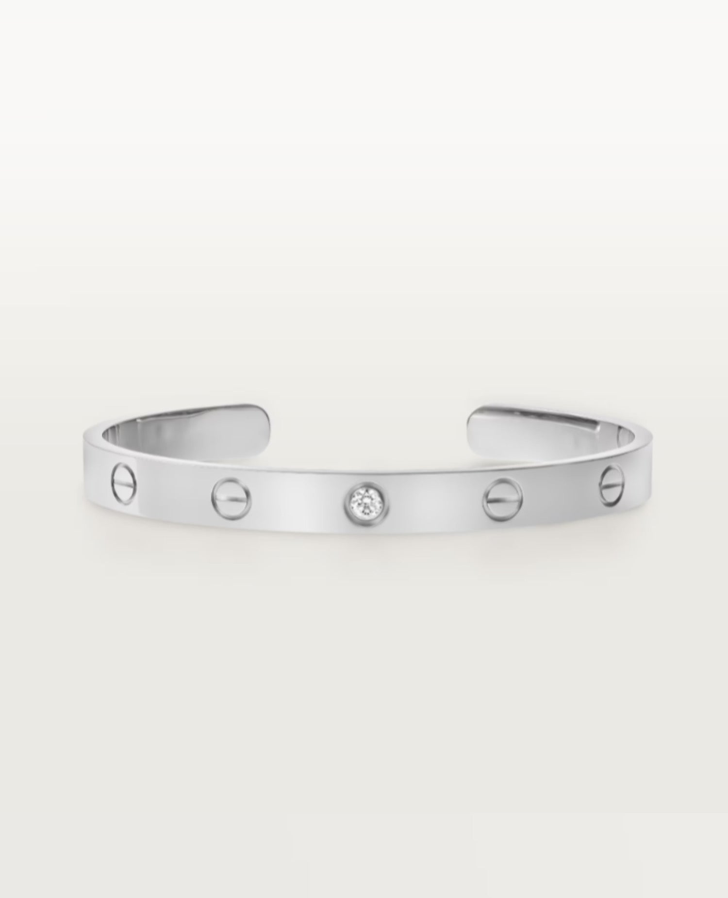 CRT Love Bracelet, Open, 1 Diamond, Silver