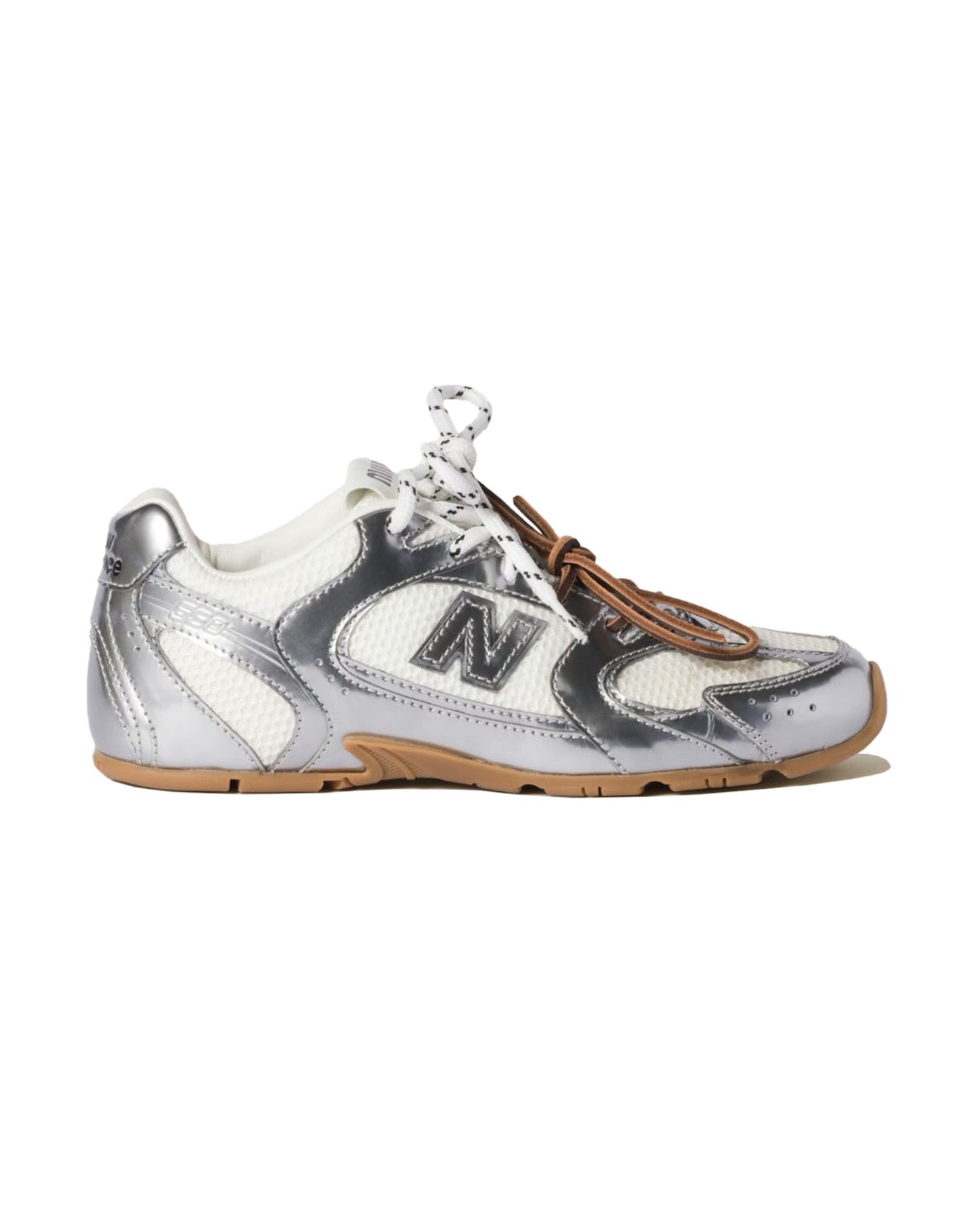 NB X MMU 530 SL metallic leather and mesh sneakers