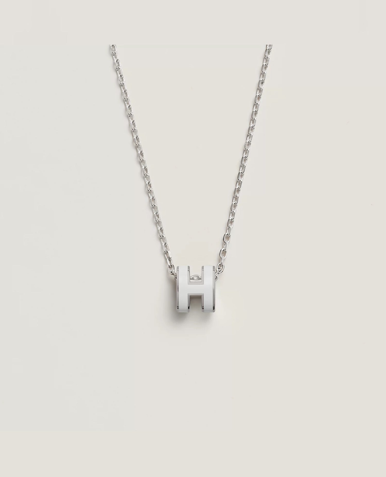 HMS Mini Pop H Pendant Silver Plated Blanc