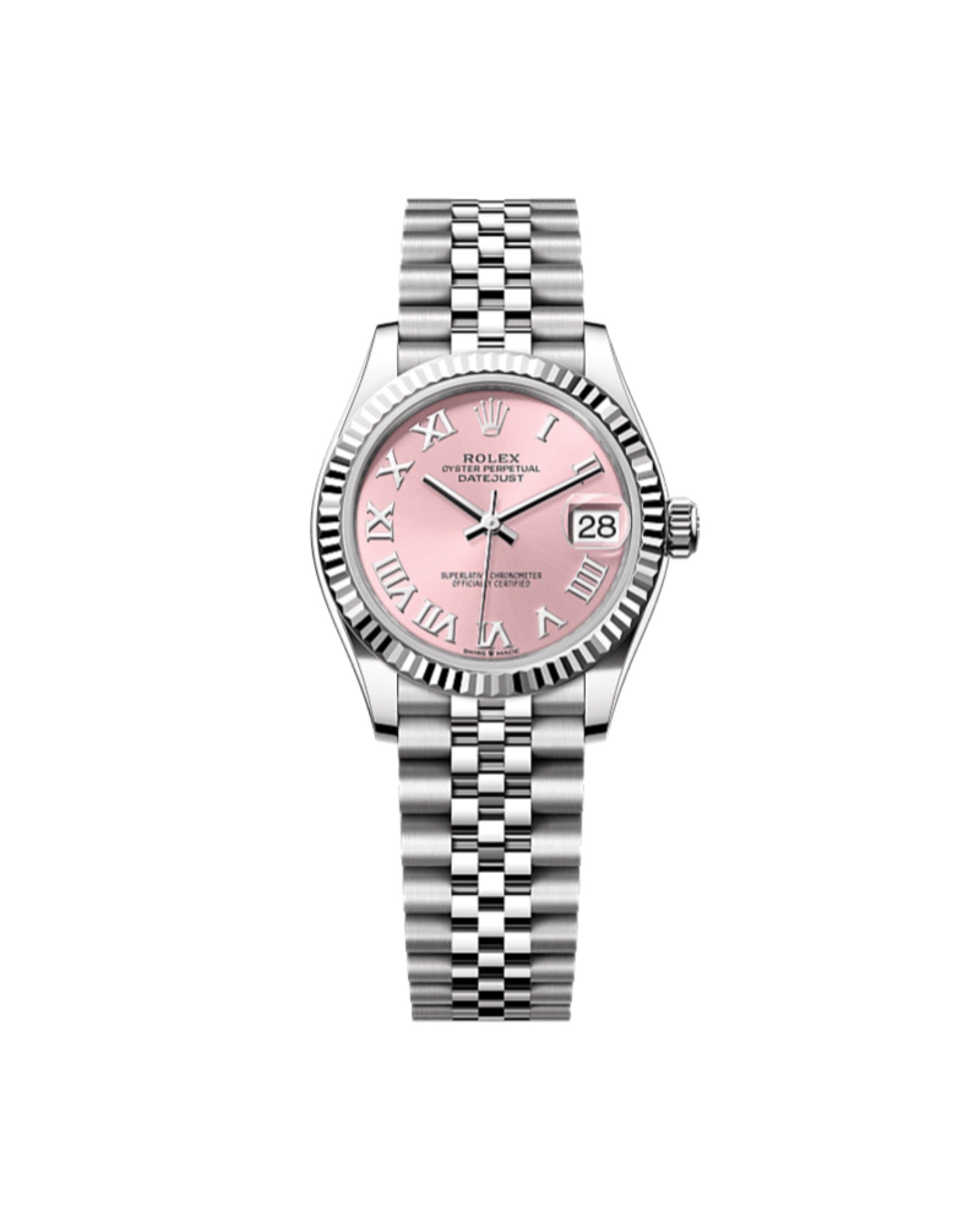 RLX Datejust 31 Oyster, 31 mm, Oystersteel and white gold, Pink Dial