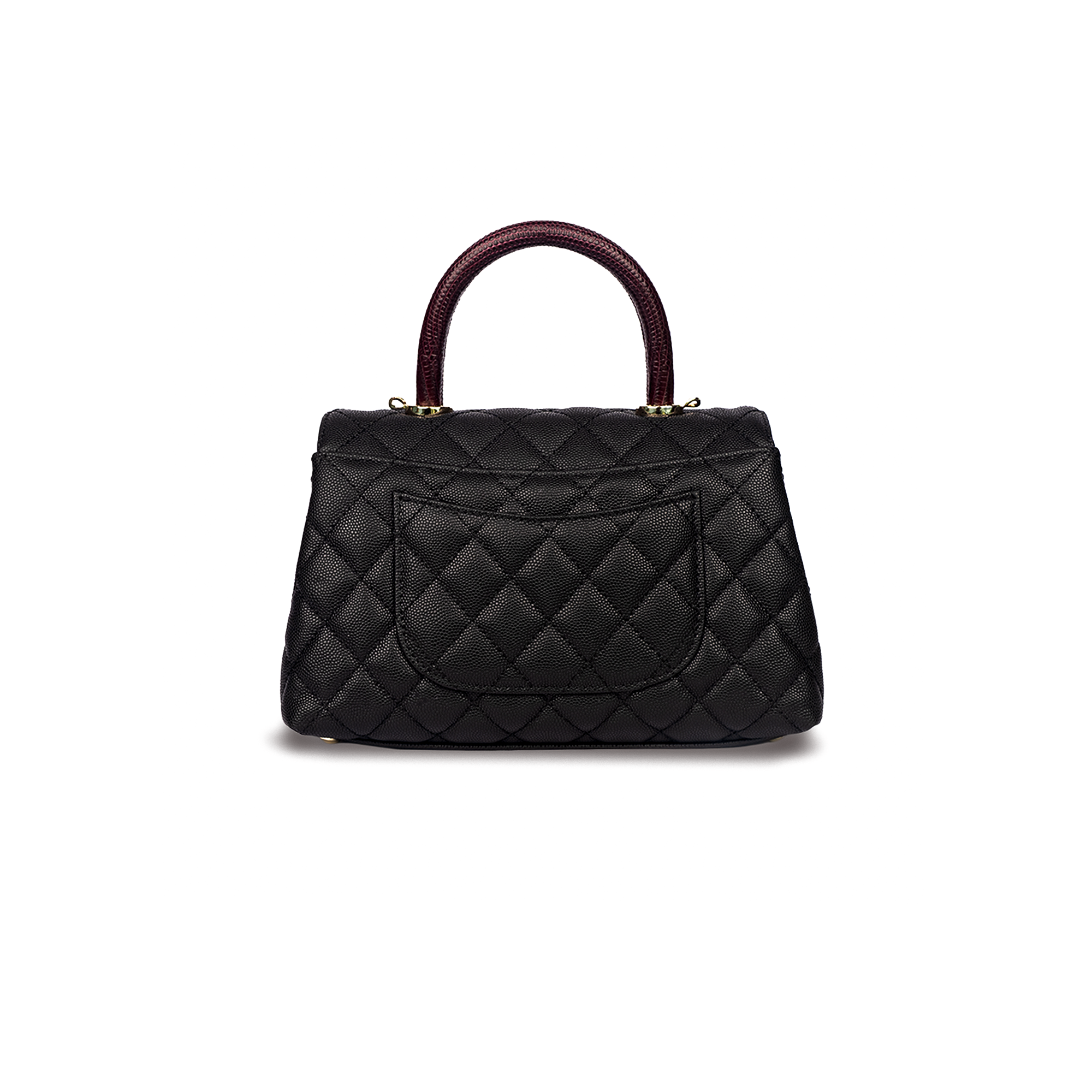 COCO Small Black Caviar Lizard Handle Bag