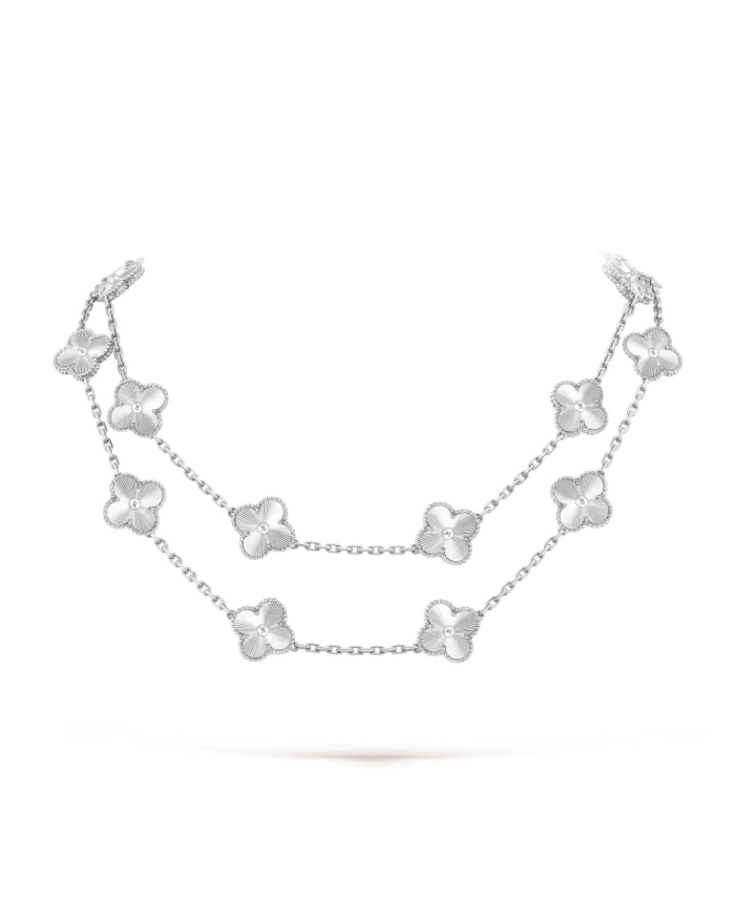 VCF Vintage Alhambra long necklace, 20 motifs,  white gold