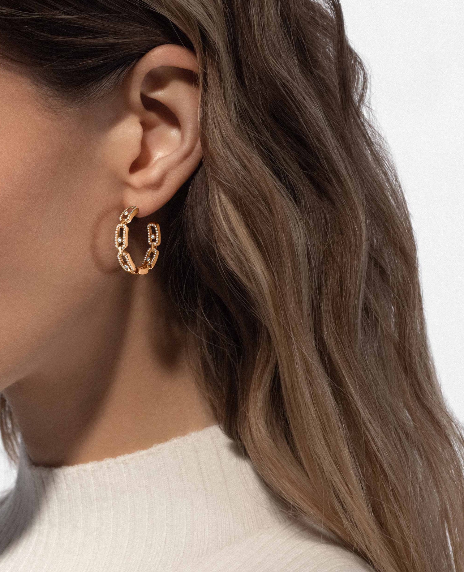 MSK  Move Link SM Hoop Earrings Yellow Gold