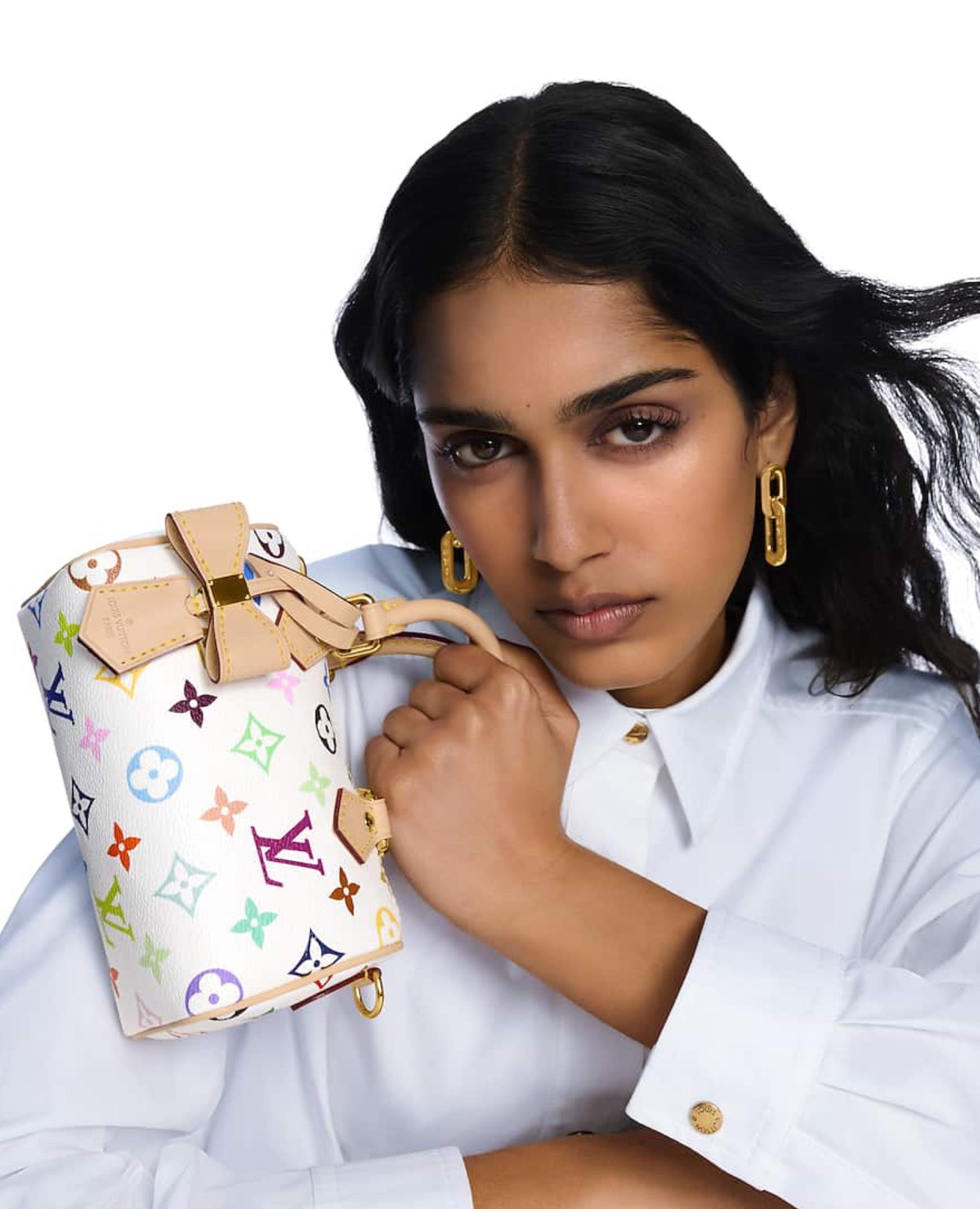 LVN LV x TM Nano Speedy Bag Multicolored White