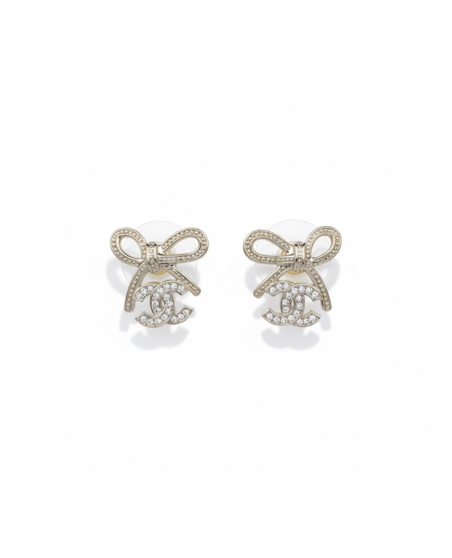 COCO Crystal Ribbon Bow CC Earrings