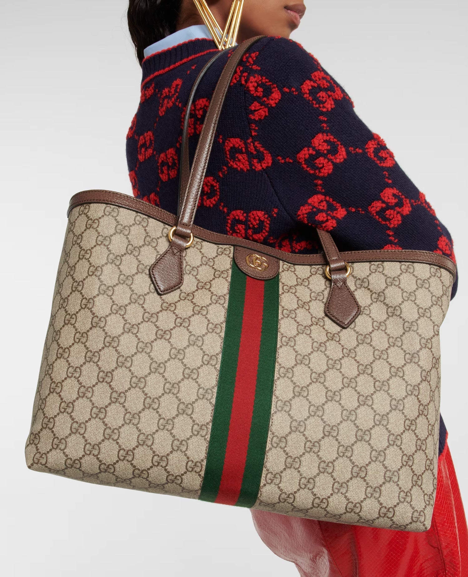 GCC Ophidia GG Medium Tote Bag Beige & Ebony