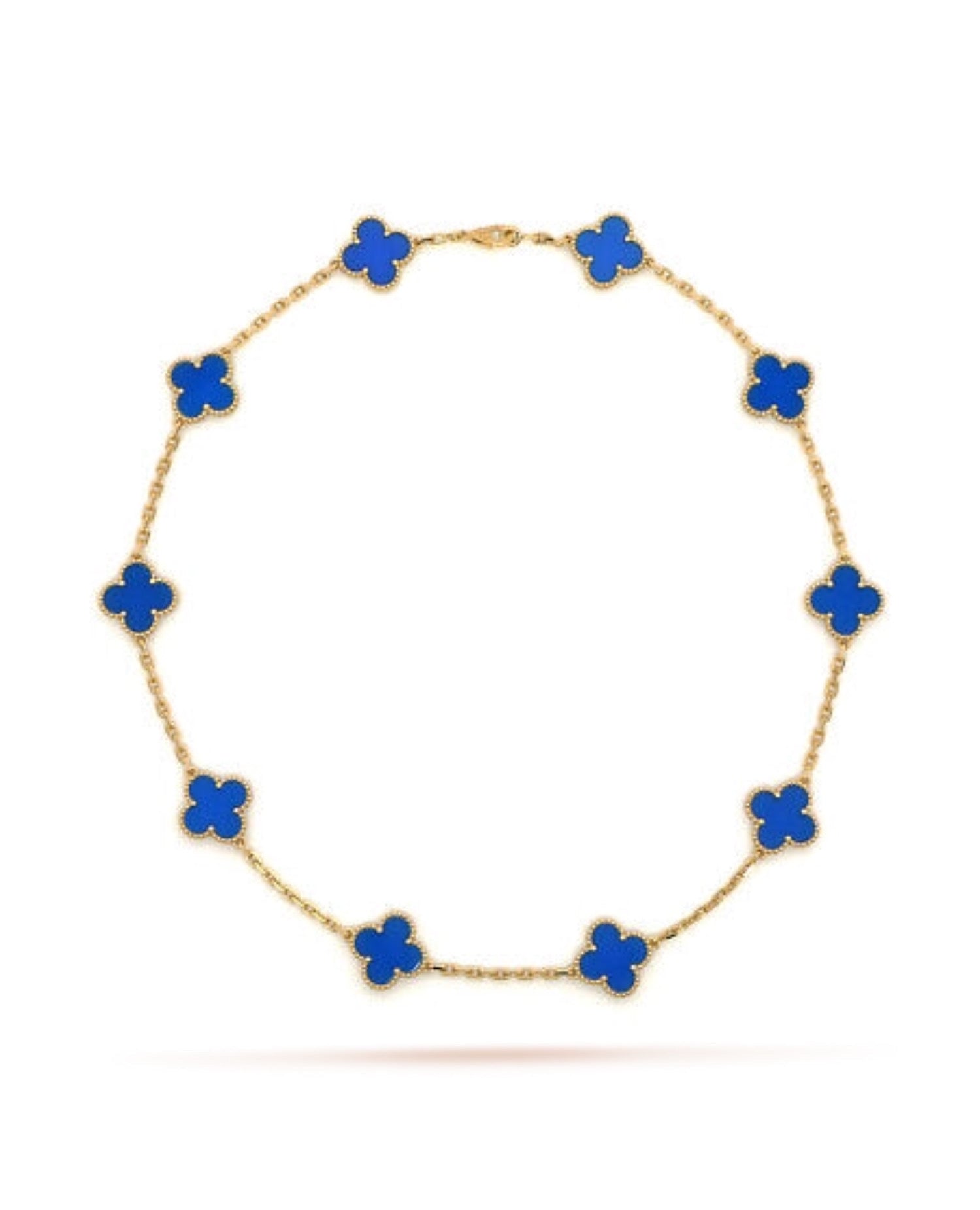 VCF Vintage Alhambra necklace, 10 motifs, yellow gold, Blue