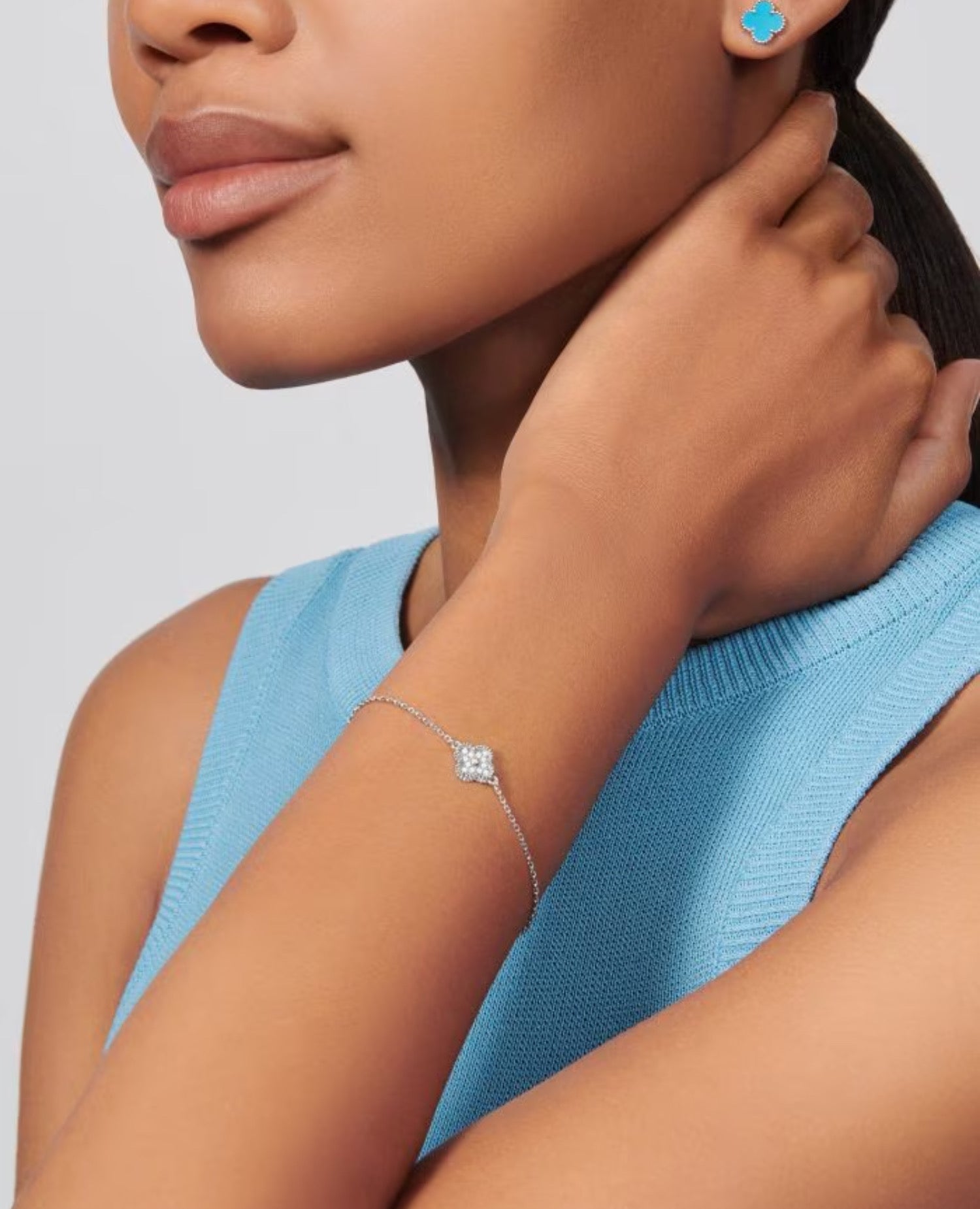 VCF Sweet Alhambra bracelet, 1 motif, white gold, Diamond