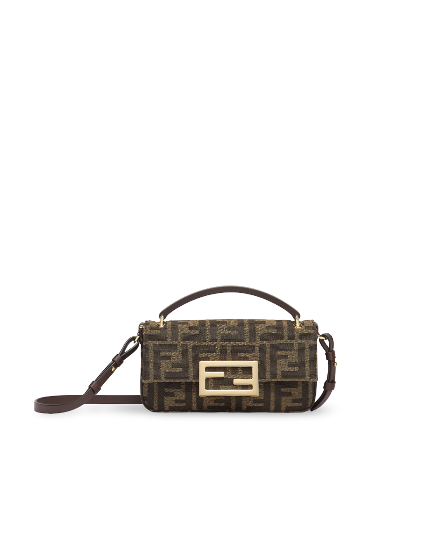 FND Baguette Phone Pouch Brown Jacquard FF Motif.