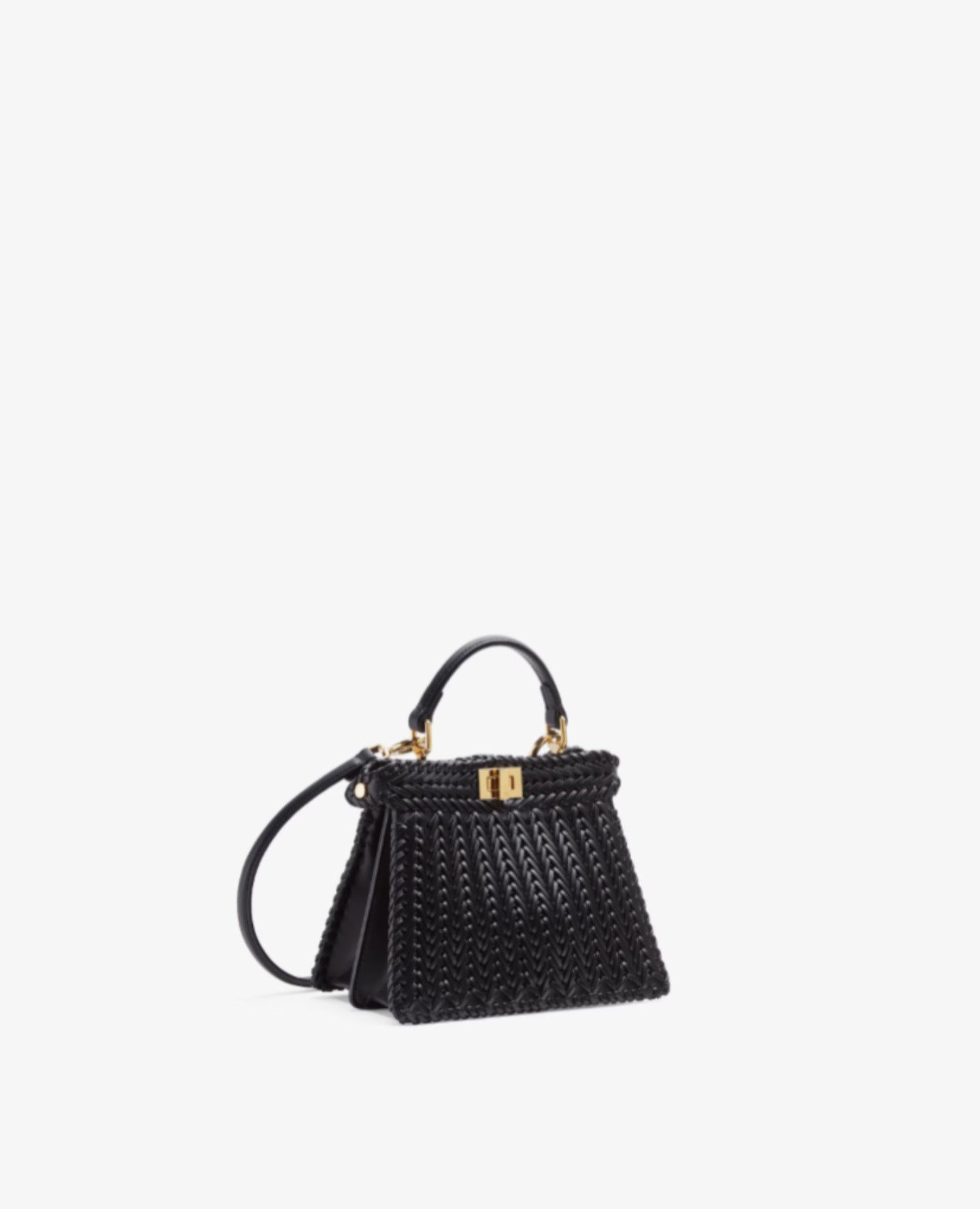 FND Peekaboo ISeeU Petite Black Interlace Leather Bag