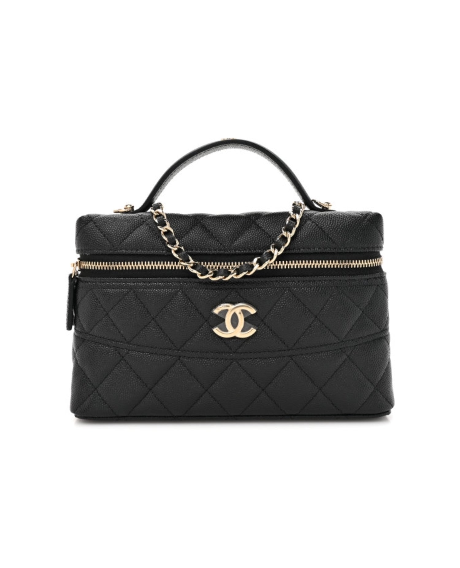 COCO Trendy Handle Slim Vanity Caviar Quilted Black