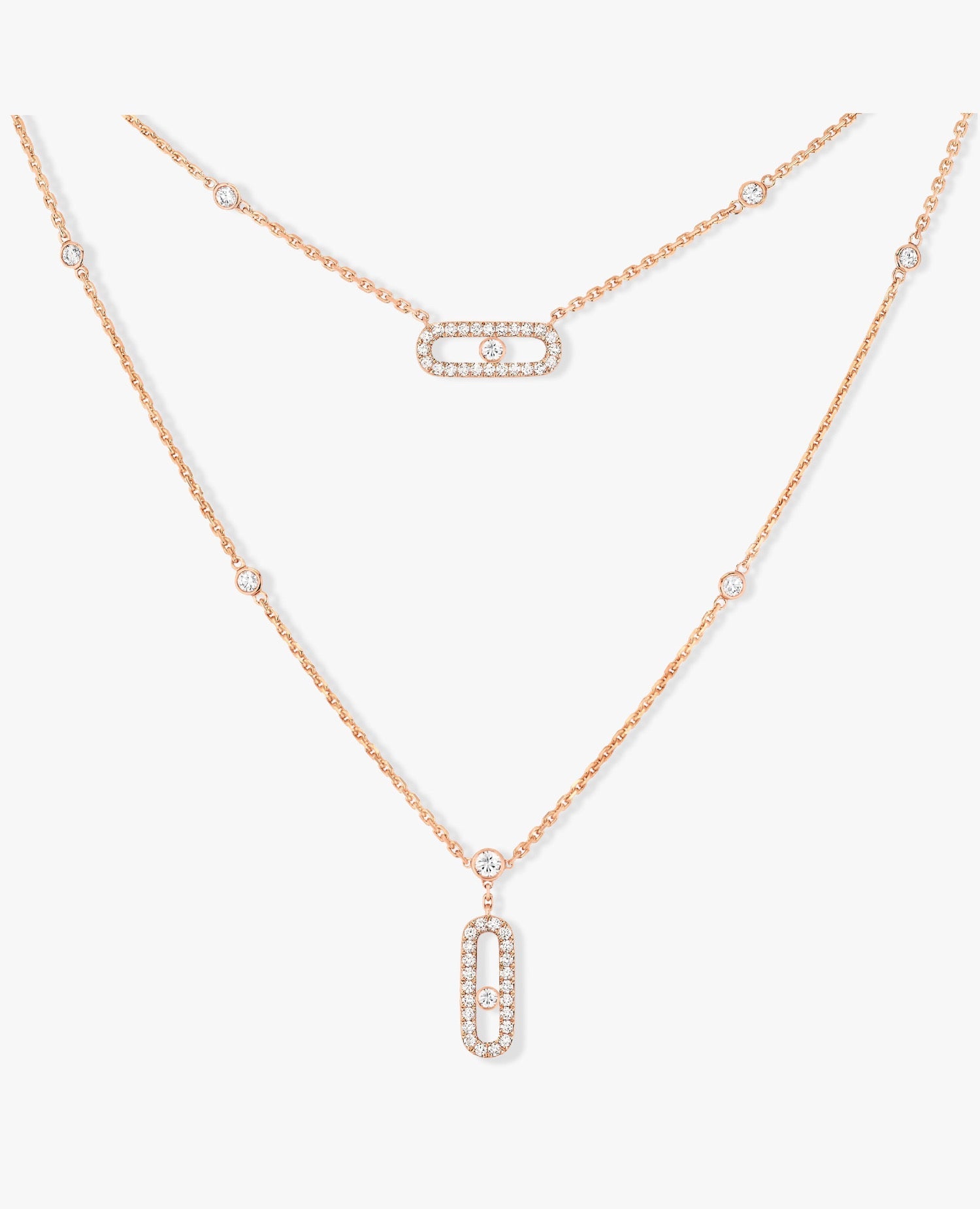 MSK  Move Uno 2 Rows Pavé Necklace Rose Gold