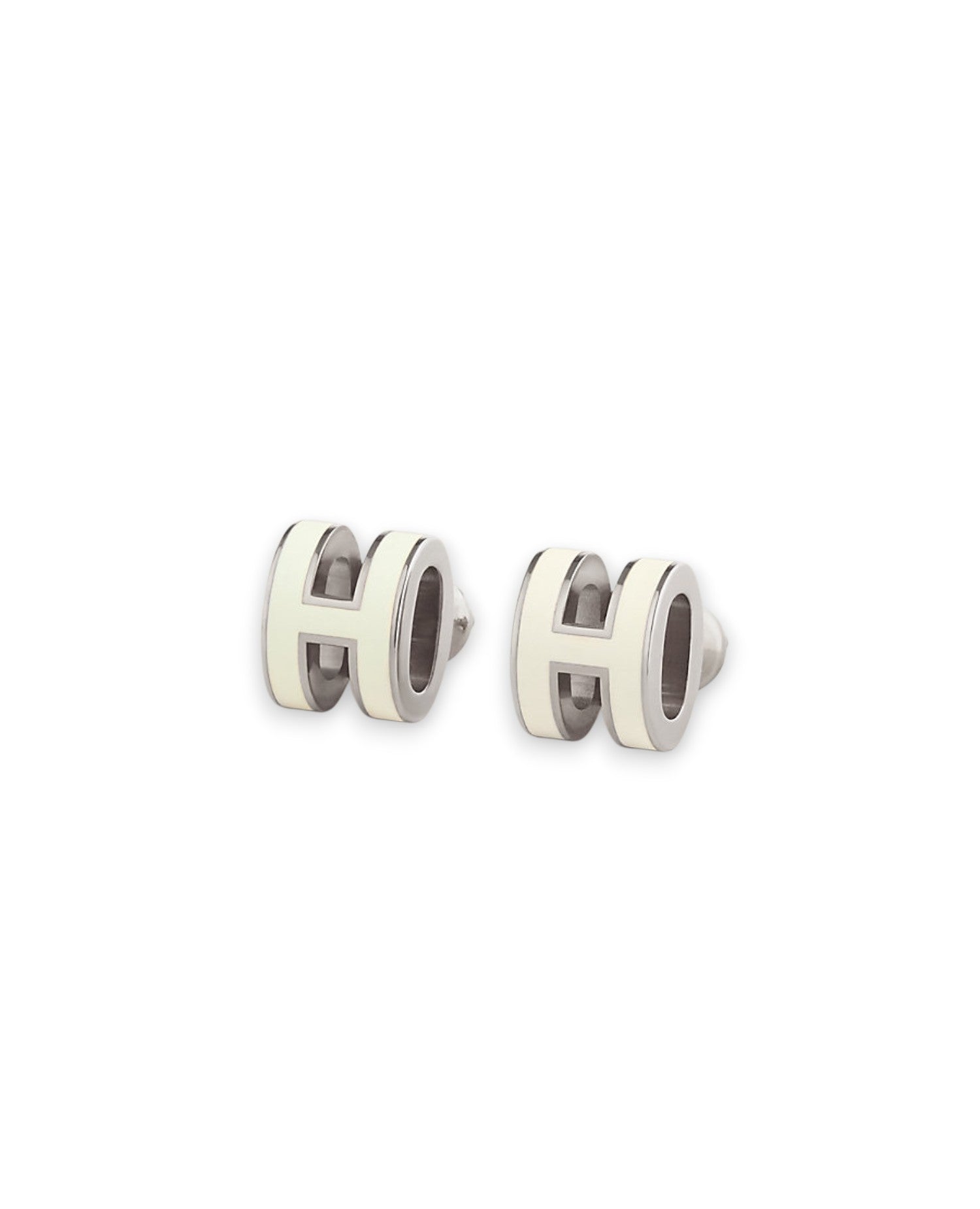 HMS Mini Pop H Earrings White / Silver