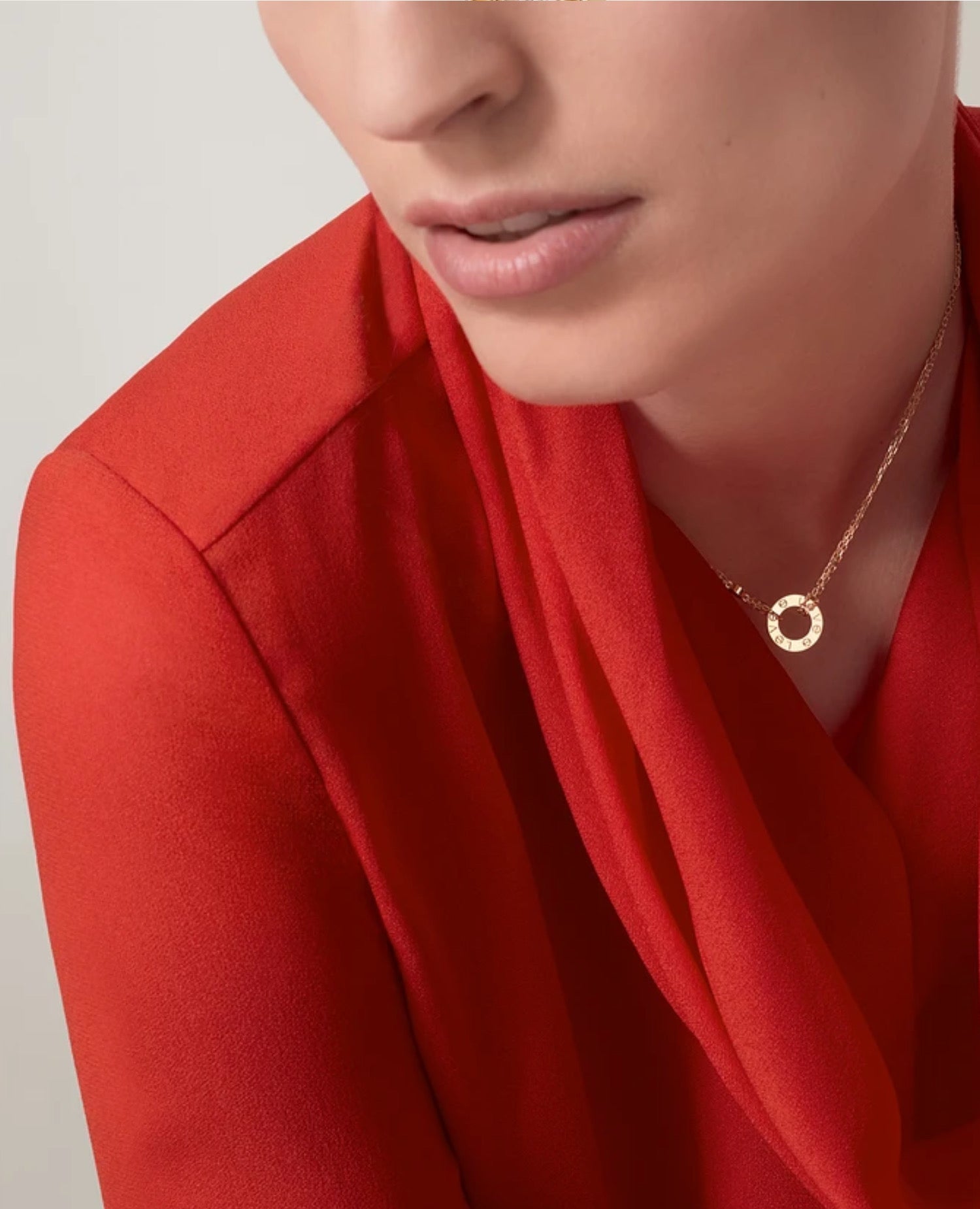 CRT Love Necklace, 2 Diamonds, Yellow Gold