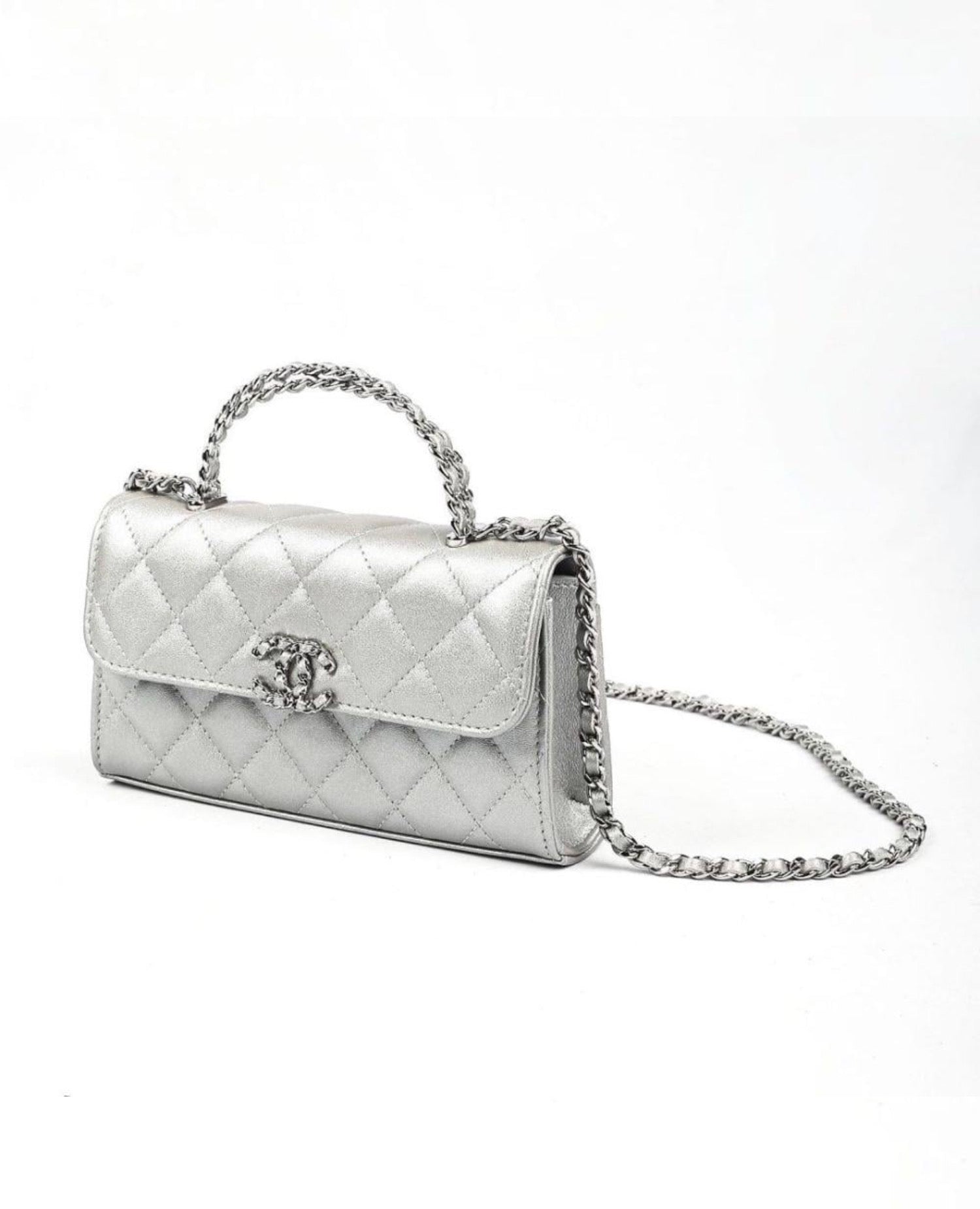 COCO Top Handle Phone Holder With Chain Silver