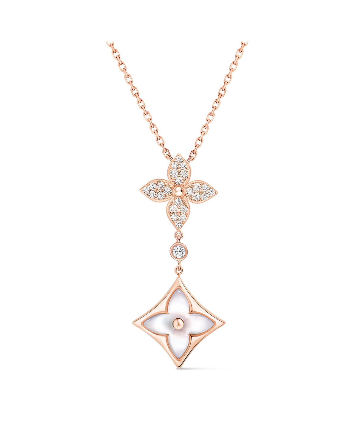 LVN Color Blossom M Star Multi-Motif Pendant, Pink Gold, White Mother-of-Pearl and Diamonds
