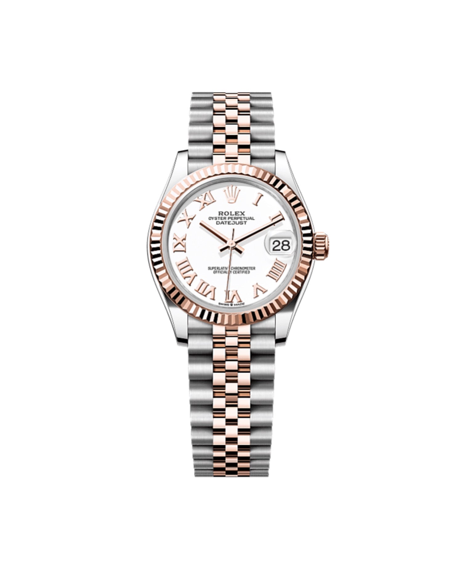 RLX Datejust 31 Oyster, 31 mm, Oystersteel and Everose gold, White Dial