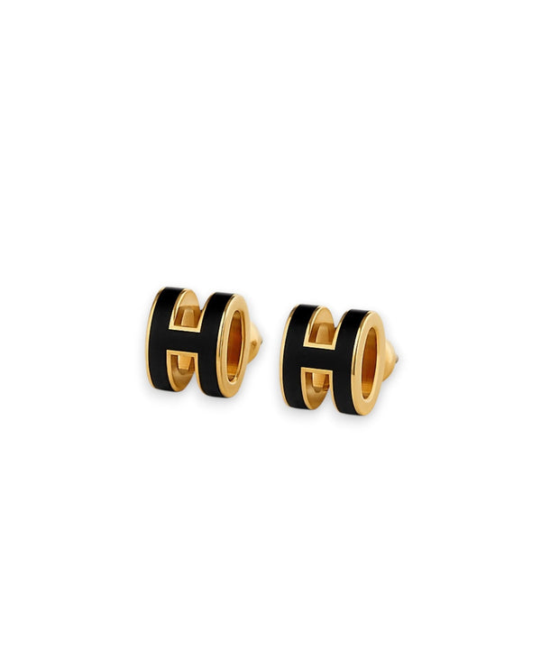 HMS Mini Pop H Earrings Noir / Gold