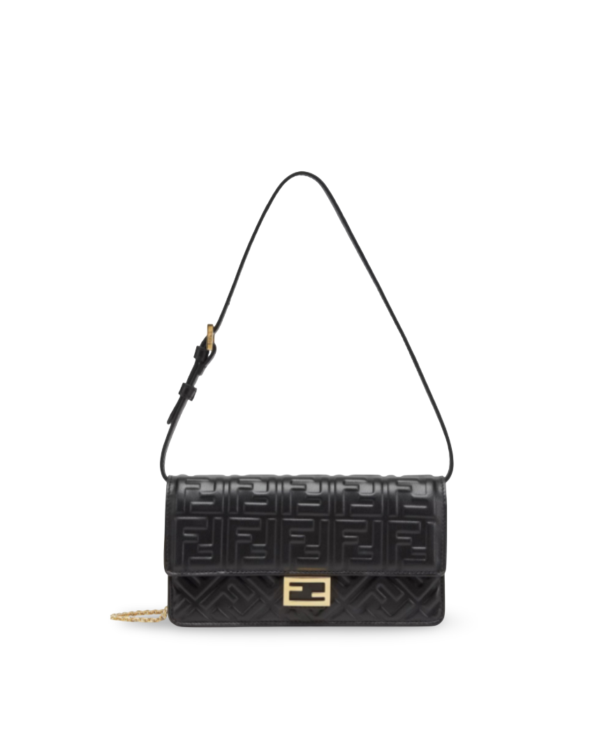 FND Wallet On Chain Baguette Black nappa leather wallet