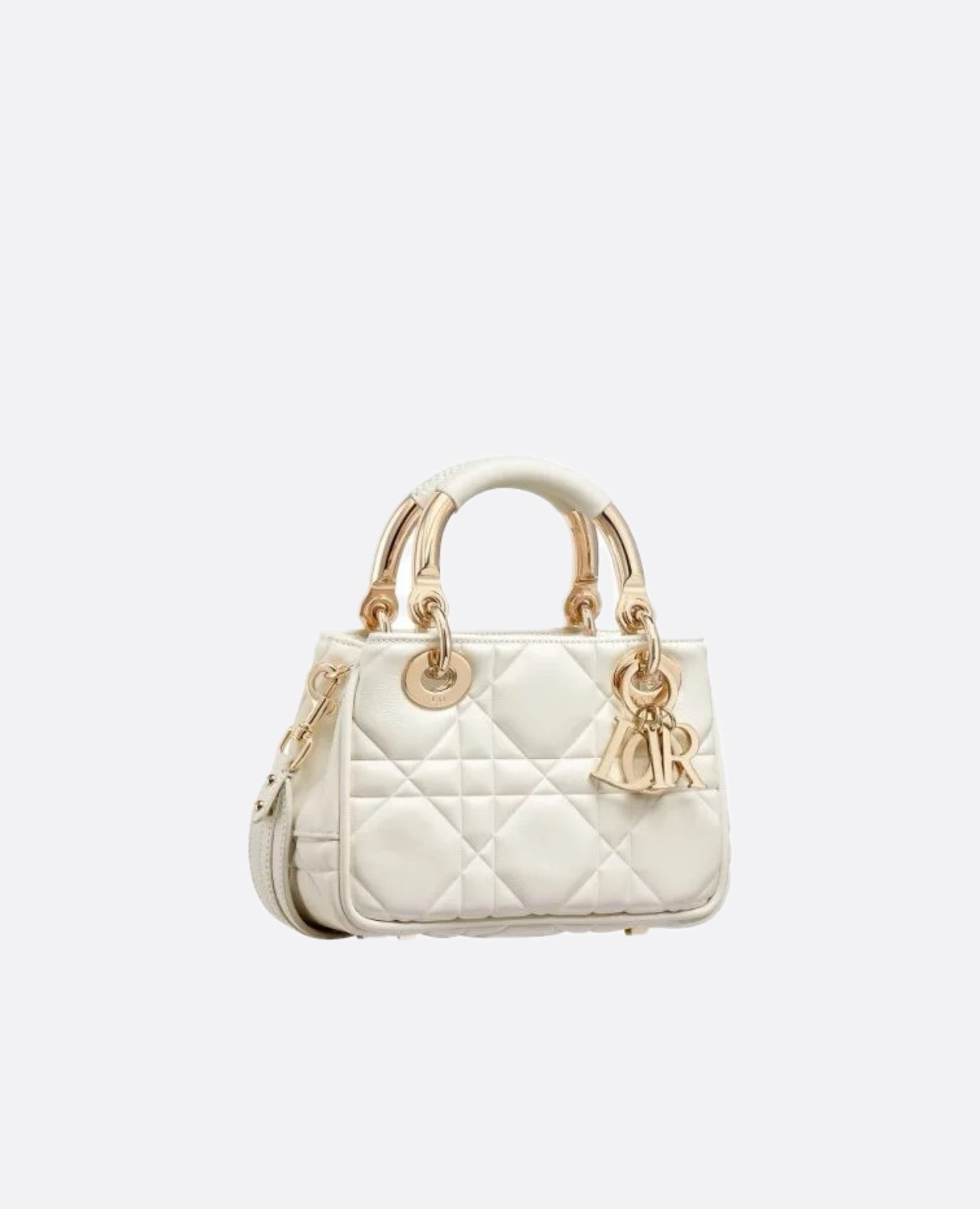 DR 95.22 latte white rattan plaid lambskin mini handbag