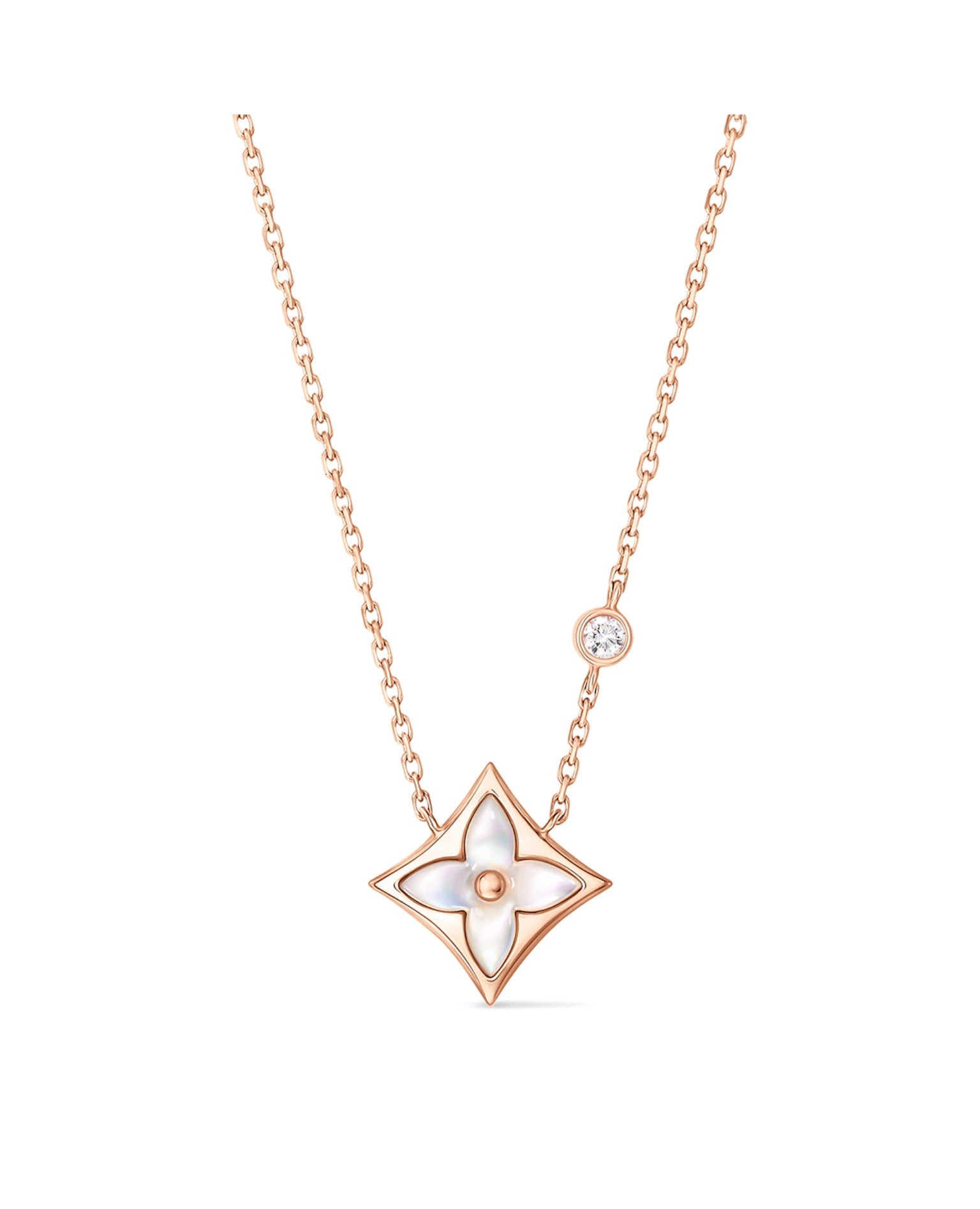 LVN Color Blossom BB Star Pendant, Pink Gold, White Mother-Of-Pearl And Diamond