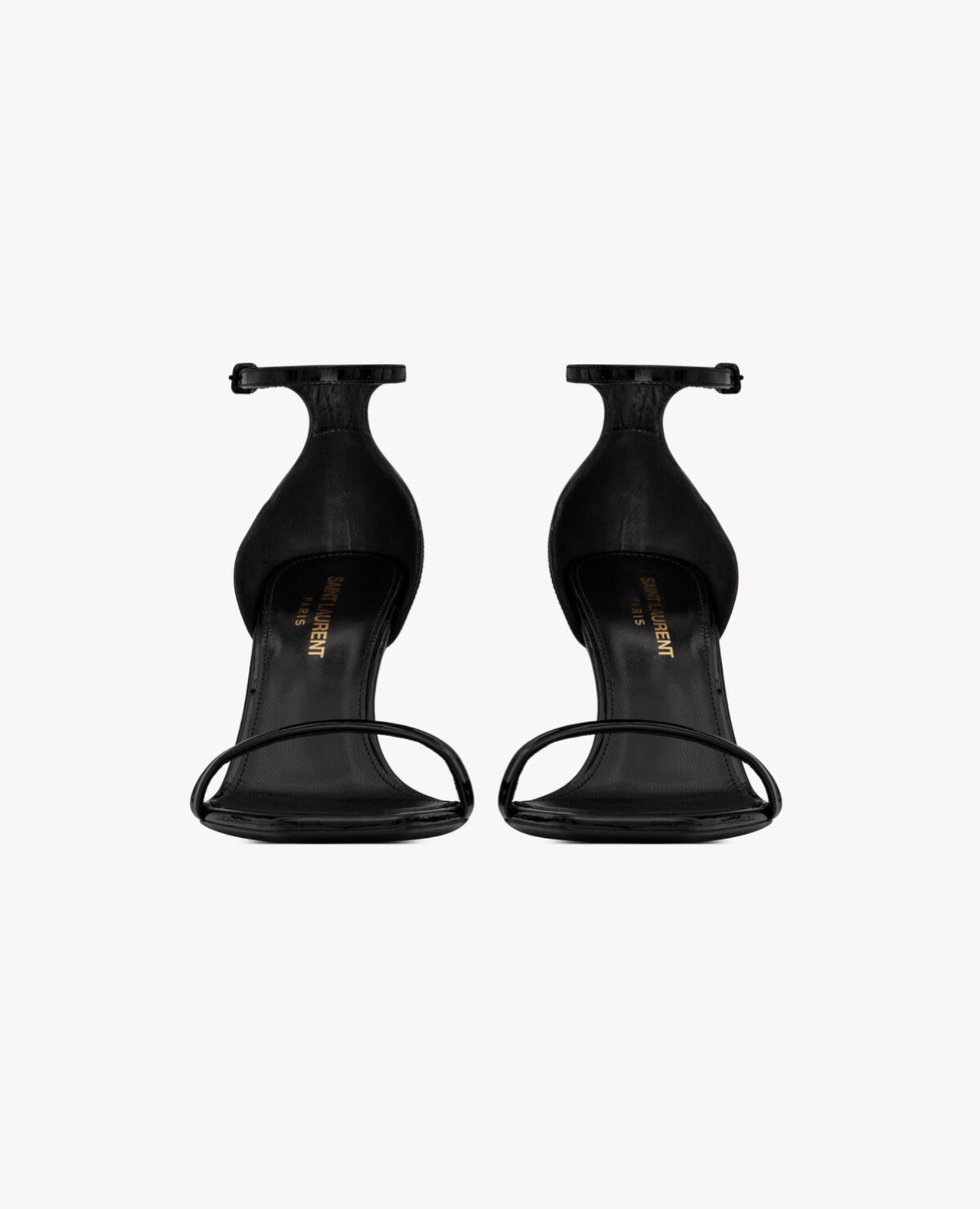 STL Opyum Sandals In Patent Leather Black Heel