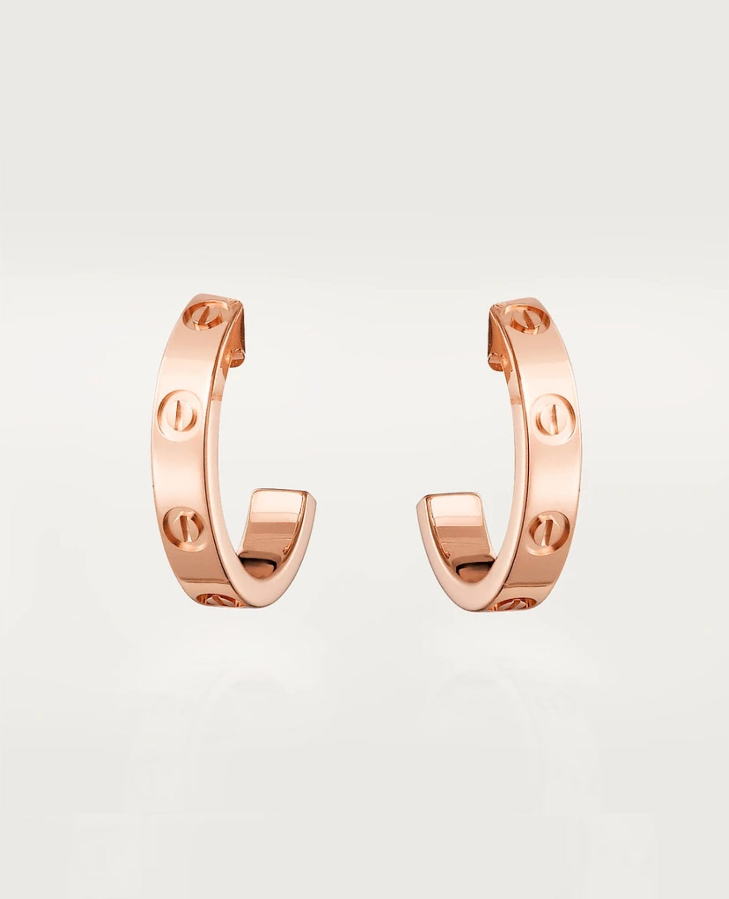 CRT Love Hoop Earrings, Small Model, Rose Gold