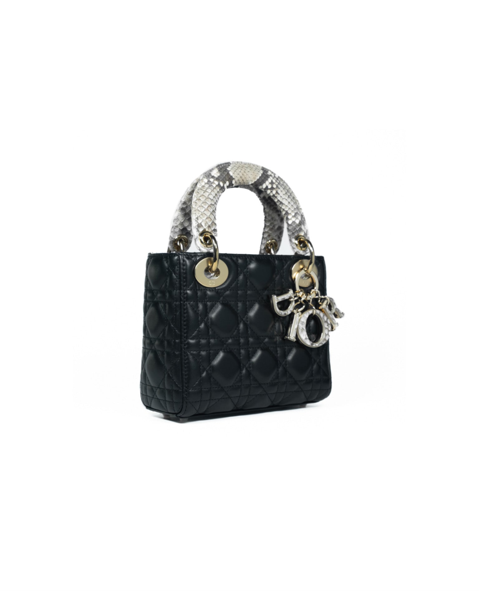 DR Mini Lady DR Bag  Black Calfskin Python